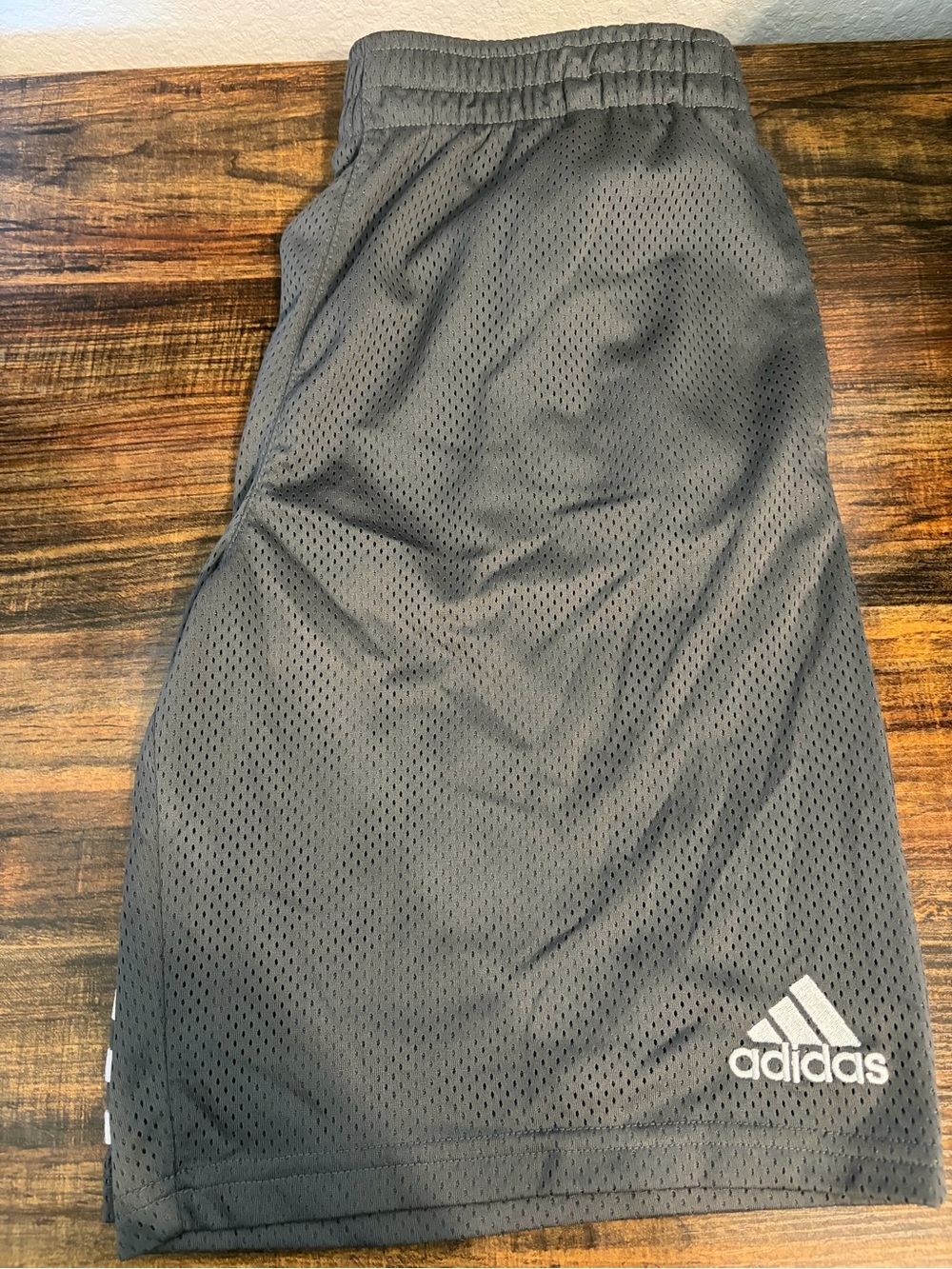 adidas Gray Mesh Athletic Shorts with Logo
